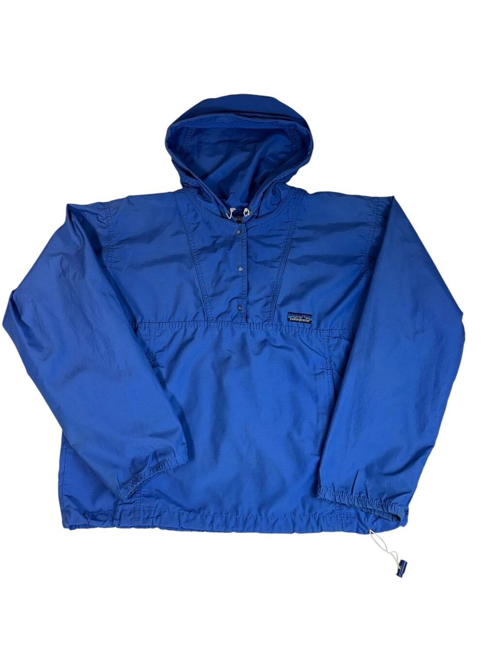 PATAGONIA VINTAGE BLUE PULLOVER WINDBREAKER DRAWSTRING HOOD KANGAROO POCKET